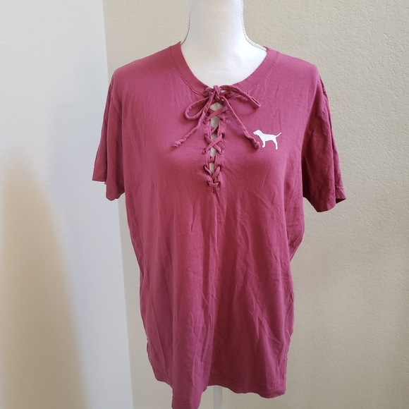 PINK Victoria's Secret Lace Up Top